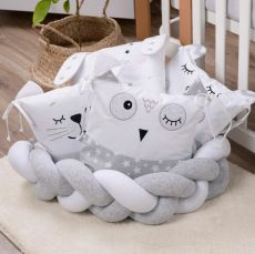 Дитячий постільний комплект Veres Smiling animals white-gray 6 одиниць, 100% бавовна